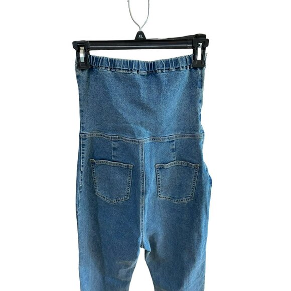 NWT Cider Denim Strapless Cut Out Flared Jumpsuit Size Medium - Picture 5 of 11